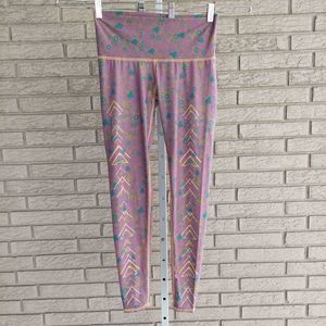Teeki Hot Pant Meadow Pink Floral Leggings Recycled Bottles Medium EUC